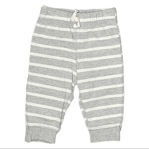 Carter’s Faux Drawstring Striped Casual Pant Baby Size 6 Months Grey White